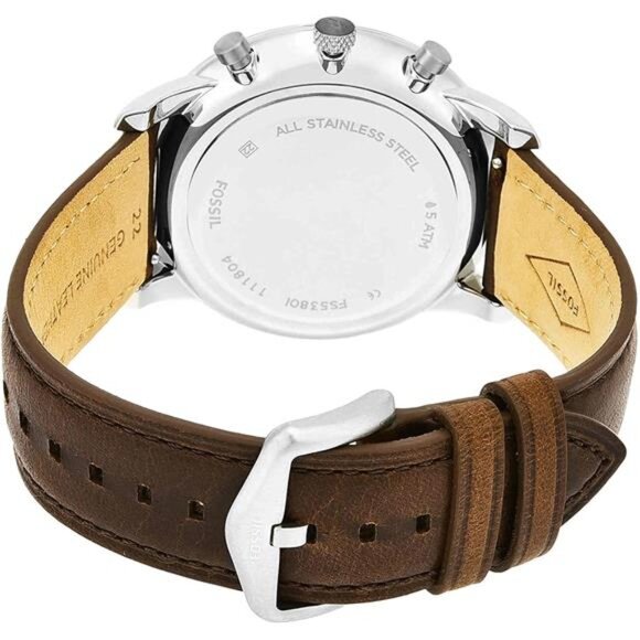 Men's Chronograph Watch with Stainless Steel Bracelet or Genuine Leather Band - Picture 4 of 7